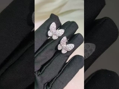 گوشواره‌های پروانه‌ای طلای سفارشی به سبک مدرن، طلای سفید 18 عیار، الماس