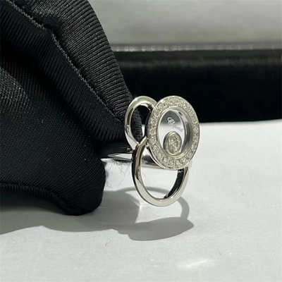 Qatar Custom Jewelry Chopard Happy Spirit Ring 18k White Gold Diamond Ring