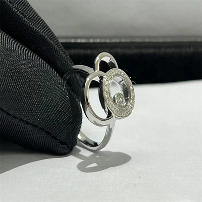 Qatar Custom Jewelry Chopard Happy Spirit Ring 18k White Gold Diamond Ring