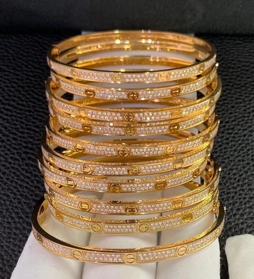 high brand Custom Jewelry China factory Brand Full Diamond Love Bracelet 18k Gold Bracelet Jewelry