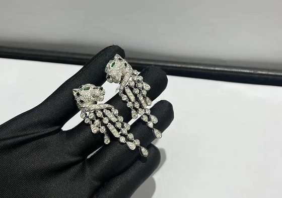Inspired Panthere de Brand Earrings 18k White Gold with Diamonds