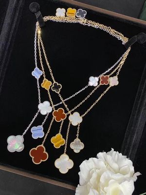 Fine Jewelry Classic Custom Brand Jewelry Four Leaf Clover 18K White Gold Necklace