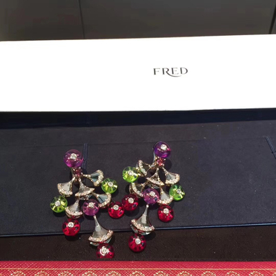 charming 18K Gold Diamond Earrings ,  Divas Dream Earrings With Colored Stones