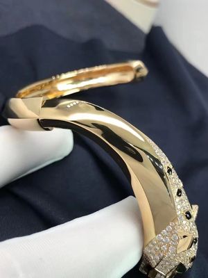 Diamond Emerald Onyx 18K Yellow Gold Bracelet Panthere De Brand Bracelet