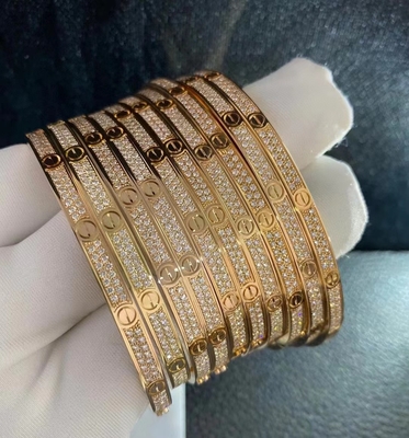 برند بالاتری جواهرات سفارشی کارخانه چین کارتیه Full Diamond Love Bracelet 18k Gold Bracelet جواهرات