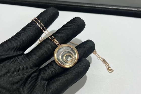 Chopard Happy Diamonds روح گردنبند 18K طلایی رز و سفید با یک الماس