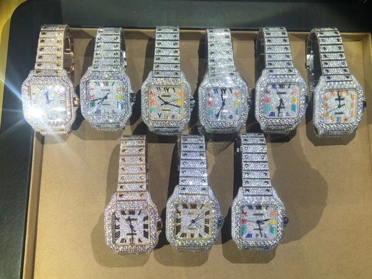 هیپ هاپ آیس اُت لابراتوار الماس های بزرگ شماره گیری Vvs Moissanite Watch